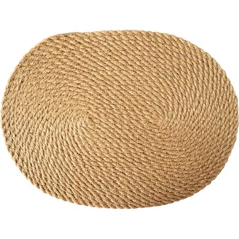 Placemat Tissé - Diamètre 30 cm - En Lin Naturel - Résistant à la Chaleur et Antidérapant - Pour Table à Manger Intérieur et Extérieur - Lot de 1 (1/5)