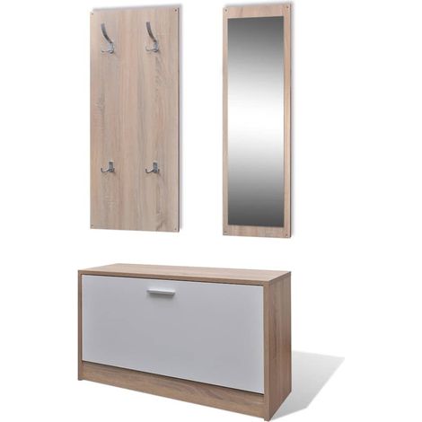Maison Exclusive - Scarpiera in Legno Set 3 in 1 Rovere e Bianco (1/5)
