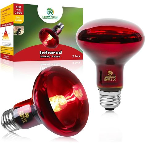Lampe Chauffante Infrarouge Pour Reptiles, 2 Pièces de 100W Lampe Infrarouge Pour Reptiles Et Amphibiens, Lampe Chauffante Rouge Pour Poulailler, Tortue (1/5)