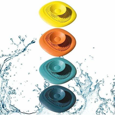 4 pièces crépines d'évier, bouchon de vidange universel, bouchon d'évier de cuisine, attrape-cheveux à trou de prise, 2-en-1 multifonction douche cheveux crépine évier bouchon multicolore (1/5)