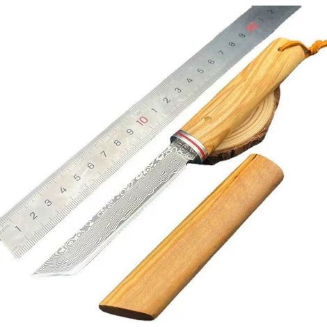 Couteau - Acier Damas - Manche En Bois D'olivier - Pour Fruits Et Coupes Légères - 1 Pièce (1/5)