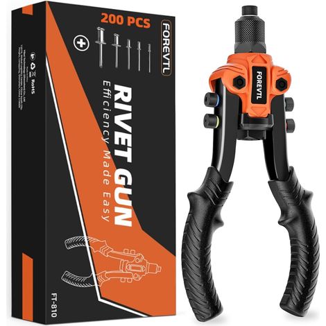 Pince à riveter 26 cm avec levier renforcé – Riveteuse manuelle 5en1 pour rivets aveugles Ø 2,4–6,4 mm – Inclus : 200 rivets (1/5)