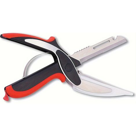 (Rouge) 1 paire de ciseaux de cuisine, coupe-fruits et légumes, convient pour la viande, le fromage, etc. (1/5)