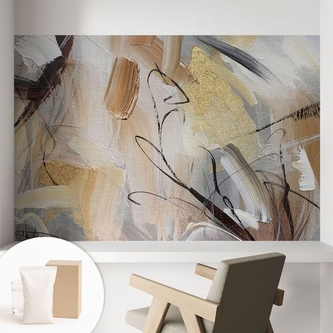 Fototapete - Tapete Vliestapete mit Kleber - Wandtapete Moderne Wandbild Schlafzimmer Wohnzimmer Abstrakte Komposition 104x70 cm (1/5)