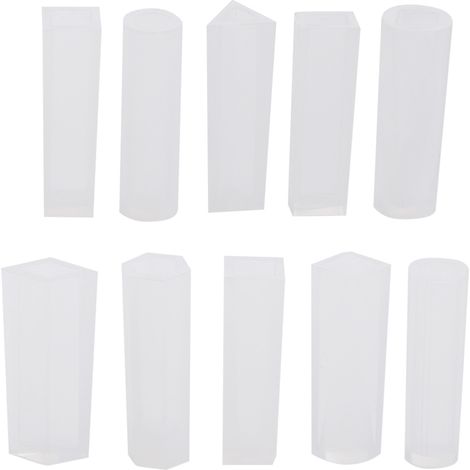 Moules en silicone à faire soi-même - Bandes longues, cubes, cylindres, triangles, formes cristallines - Ensemble de 10 pièces (55012) (1/5)