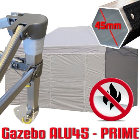 Gazebo 3x6 m bianco certificato IGNIFUGO pieghevole alluminio piantone esagonale 45mm portatile estendibile richiudibile estensibile acciaio con laterali per fiere eventi stand chiosco tenda tendone m (1/5)