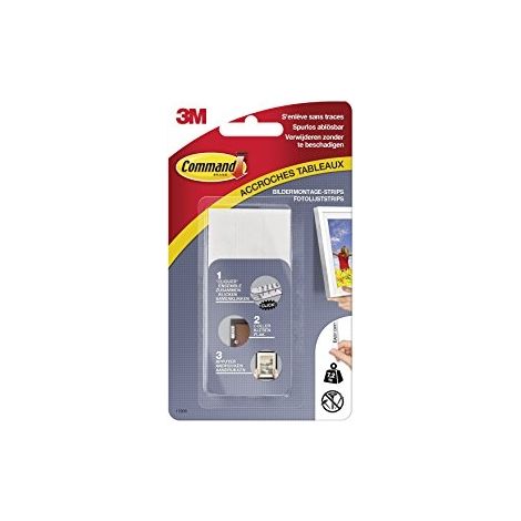 3M – Bande auto-agrippante blanche 7,2 kg – Fixation solide pour surfaces lisses – Idéale pour verre, métal et murs peints
