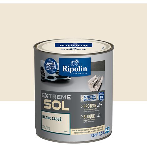 Ripolin – Peinture pour sol intérieur satin 0,5L – Blanc cassé – Protection 10 ans – Résistance aux taches et rayures – Pour béton et bois