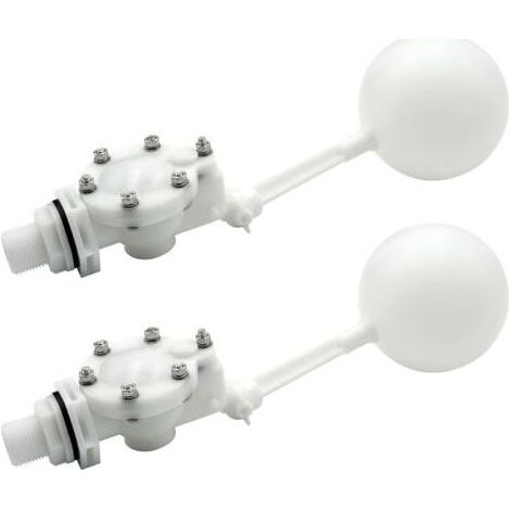 Lot de 2 valves flottantes avec bras réglable, robinet flotteur robuste 3/4 pour réservoir d'eau, haut débit, lot de 2 (1/5)