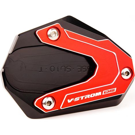 Béquille latérale (rouge) compatible avec V-STORM 800DE 2023 VSTROM 800DE V-strom 800 de CNC pour moto, avec porte-clés et extension. (1/4)