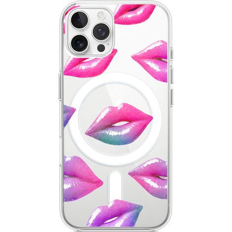 Funda para iPhone 12 Pro con MagSafe, transparente, silicona flexible, labios holográficos (1/5)