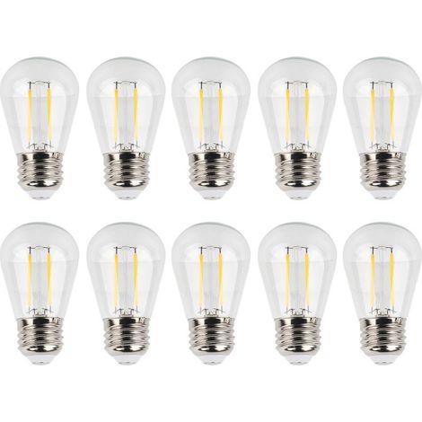 10 ampoules rétro S14 E27 180 lumens, ampoules LED à filament en verre transparent, 2 watts, 110 volts, lumière chaude (1/5)