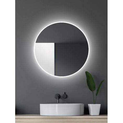 Talos Specchio da bagno a LED rotondo 60 cm – Specchio con illuminazione – Specchio da parete con cornice – Specchio rotondo colore luce bianco neutro 4200 Kelvin (1/5)