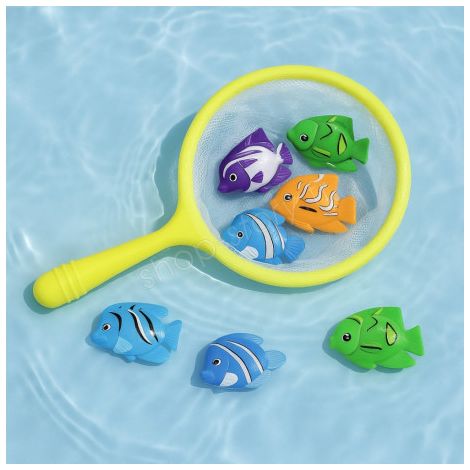 Jeu de Pêche pour Enfants avec Épuisette et 6 Poissons Colorés Idéal pour le Bain la Piscine ou les Jeux d'Eau en Extérieur (1/5)