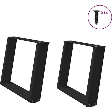 Couchtischbeine U-Form 2 Stk. Schwarz 60x(42-43) cm Stahl