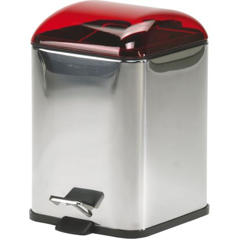 Poubelle avec pédale rouge transparent Karta (1/2)