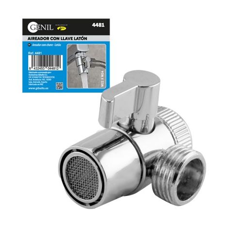 Aireador Con Llave Latón Marca [MARCA] M22 x M24 Cromado 3 Vías (1/5)