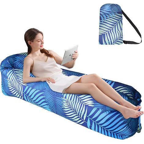 Inflatable Sofa, 200x70cm, Polyester, Lightweight, For Beach, Camping, Garden (1/5)