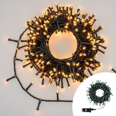 Catena di luci 21 metri da 360 Led Bianco Caldo e Giallo con cavo verde con telecomando Wisdom (1/2)