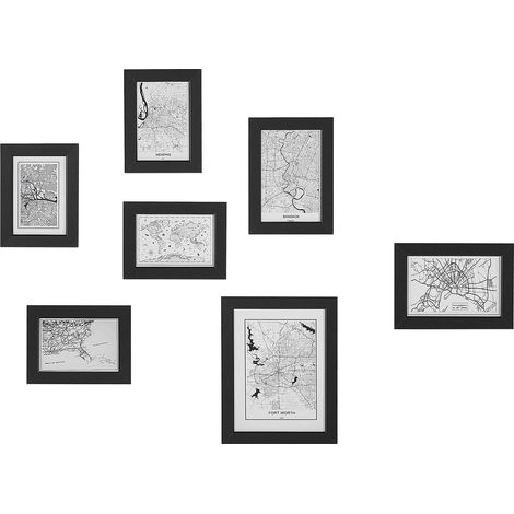 Set di 7 cornici per foto nere in MDF varie dimensioni quadri multi foto Denkoro