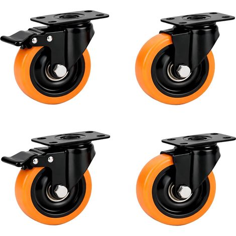 50 mm Swivel Castors, Set of 4, Steel & PVC Wheels (1/5)