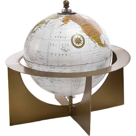 Mappamondo in ottone e legno, decorazione per interno da 18 x 18 x h 20 cm -Nero (1/4)