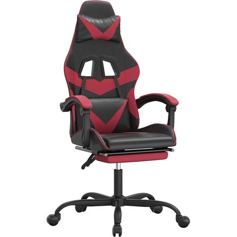 Maison Exclusive - Sedia da Gaming con Poggiapiedi Nero e Rosso Vino in Similpelle (1/5)