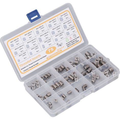 Set mit 75 Gewindeeinsätzen aus Edelstahl zur Gewindereparatur, Sortiment an Muttern (1/5)