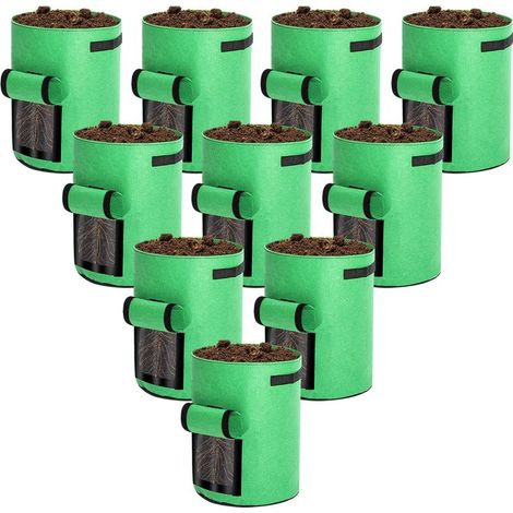 Lot de 10 Sac de plantation accessoires pour plantes sac à plantes sac à plantes panier à plantes non tissé noir 26,5 L (7 gallons) (1/5)