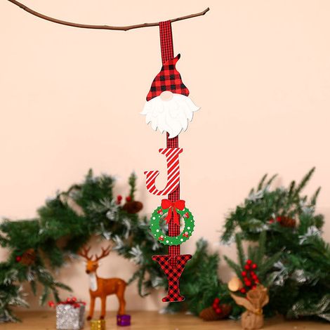 Pendentif Bois Noël - Lettres Verticales en Bois Naturel - Décoration Arbre de Noël et Intérieur - 1 Pièce (1/5)