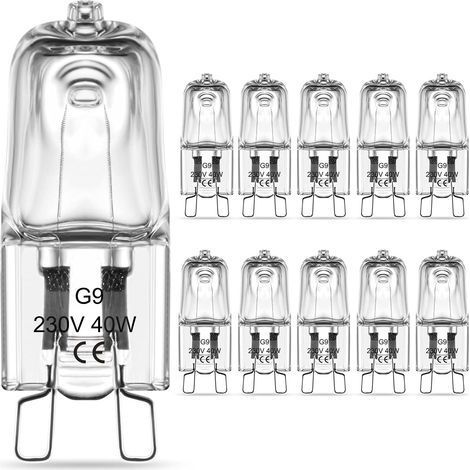 10 Ampoule Halogène G9, 40W, Intensité Variable, 2800K Blanc Chaud, 370LM, Pour Salon Cuisine (1/5)