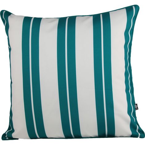 Coussin extérieur à rayures Bleu Canard 45x45 cm