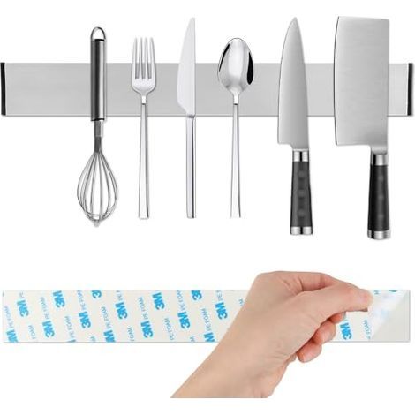 Porte Couteaux Aimanté, Porte Couteaux de Cuisine Magnétique avec Aimant Extra Fort, Aimant Couteau Mural en Acier Inoxydable, Aimant Couteau Mural pour Les Couteaux et Les Outils (30c (1/5)