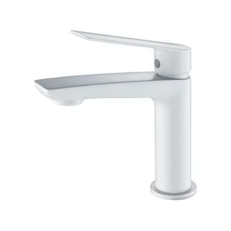 IMEX Miscelatore monocomando per lavabo in ottone e zama finitura bianco opaco con cartuccia ceramica Ø25mm e tubi flessibili inclusi serie Luxor Imex-BDX023-1BL (1/3)