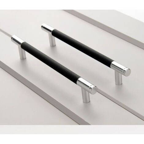 2 pièces de poignées en alliage d'aluminium noir et argent avec un espacement des trous de 128 mm, adaptées aux bureaux, tiroirs et armoires (1/5)