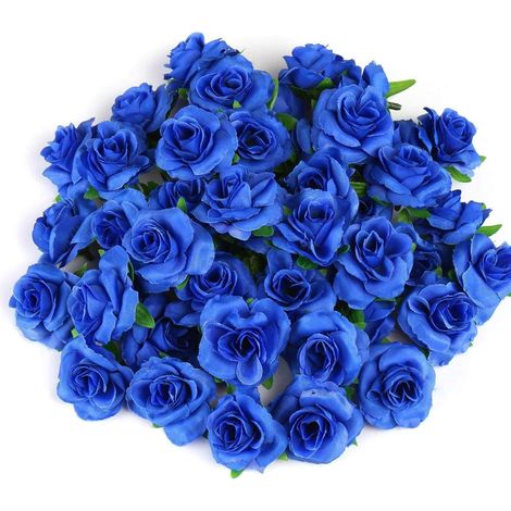 Blumenköpfe künstliche Rosen 50 blau Hochzeit Deko Set 3 4 cm (1/5)