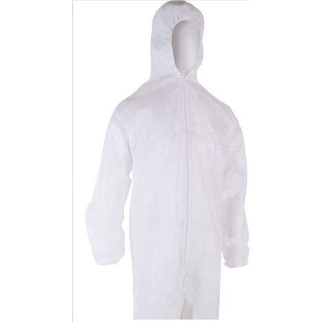 Combinaison polypropylène à capuche fermeture glissière SINGER - Blanc Taille XL - PLYCBC04