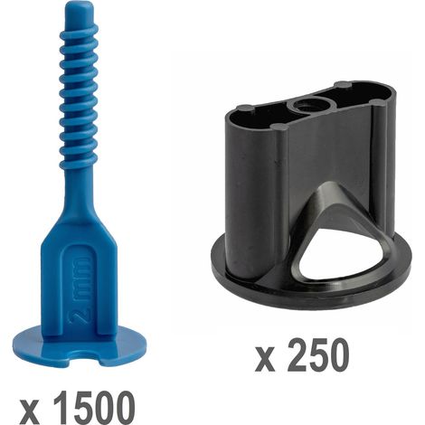 Kit croisillons autonivelants 2 mm Pro-Leveling 250 têtes et 1500 bases droites