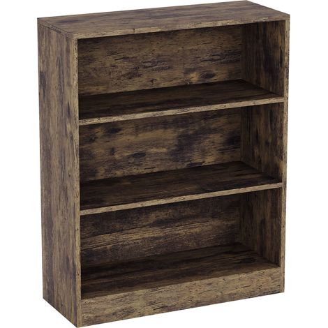 Cambridge 3 Tier Low Bookcase, Dark Wood (1/5)