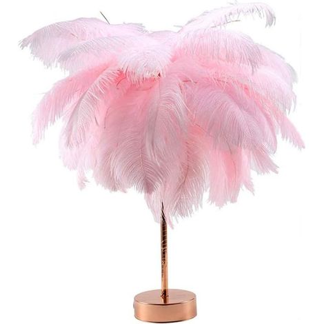 Lampe de table en plumes roses, veilleuse de chevet avec télécommande.USBInterface à double usage (1/5)