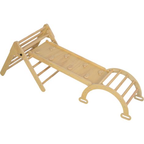 Rampe d'escalade en bois 5 en 1 pliable pour enfants 178x64,5x63 cm (1/5)