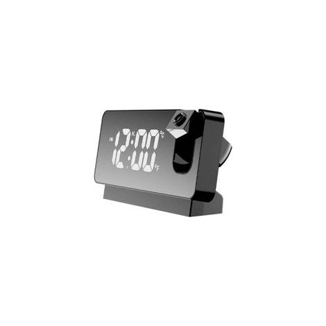 Réveil à projection pour chambre à coucher, radio-réveil numérique avec gradateur 0-100 % et 2 ports de charge USB, projecteur rotatif à 180°, double alarme, répétition, affichage LED clair