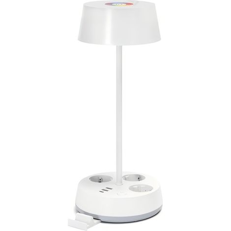 Veilleuse LED multifonctionnelle avec prise, 4,6 W, 3 tons de lumière blanche + RGB, 450 lm, prises + USB + support pour téléphone portable (1/3)