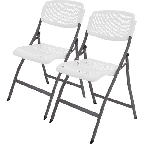 2x Klappstuhl 150 kg ergonomische Sitzform Gartenstuhl wetterfest Campingstuhl Balkonstuhl in weiß (1/5)
