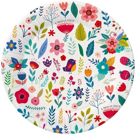 Sommerliche Pappteller, 18 cm, 6 Stück