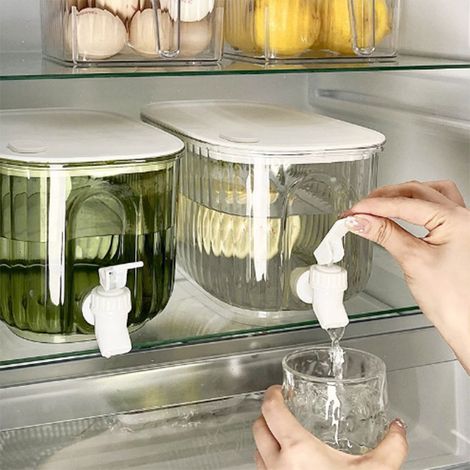 Distributeur de Boissons Grande Capacité, Pichet Froid Étanche en Plastique Alimentaire Épaissi avec Robinet pour Maison, Blanc Transparent (1/5)