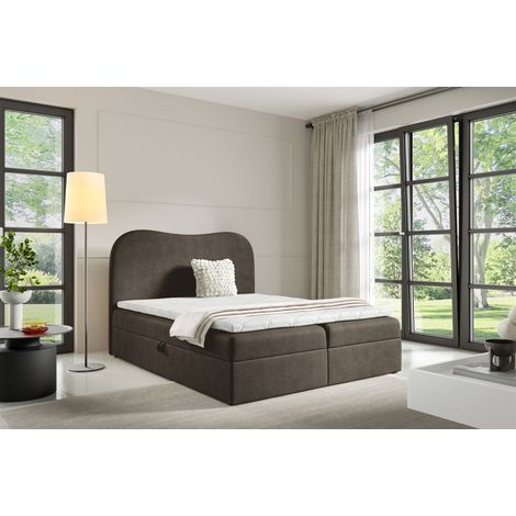 Boxspringbett Schlafzimmerbett DARLIN 160x220cm Stoff Gerra Dunkelgrau