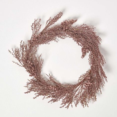HOMESCAPES Glitter Rose Gold Christmas Wreath