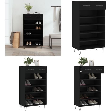 Schuhschrank Schwarz 60x35x105 cm Holzwerkstoff - Schuhschrank - Garderobe - Einbauschrank - Regal - Wohnzimmermöbel - Home & Living (1/5)