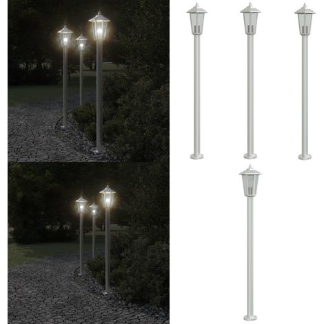 Wegeleuchten 3 Stk. Silbern 120 cm Edelstahl - Outdoor Beleuchtung - Gartenlampe - LED Stehlampe - Edelstahl Lampe - Wetterfeste Beleuchtung - Home & Living (1/5)